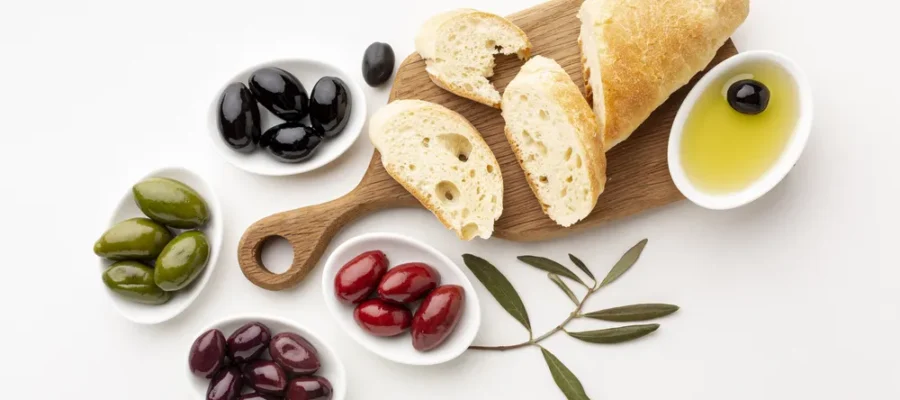Productos alimenticios de la dieta mediterránea.