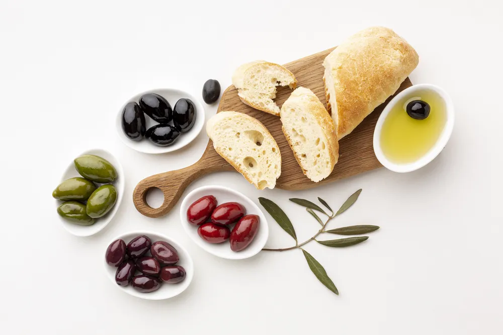 Productos alimenticios de la dieta mediterránea.